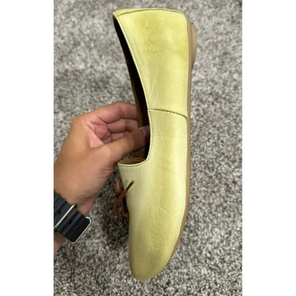 Miz Mooz Lime Green Leather Flats Lace Size 37 EUC - Picture 4 of 5